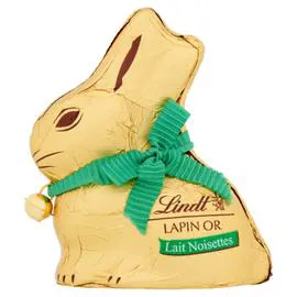 LINDT, EXCELLENCE Chocolat de Pâques lapin chocolat au lait/noisettes 100g