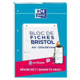 OXFORD Fiche Bristol2.0 Perforée 30P A4 21x29.7cm 210 g/m² Petits Carreaux l'unité