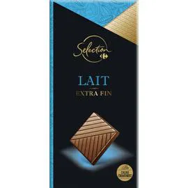 CARREFOUR SELECTION Chocolat au lait extra fin 100g
