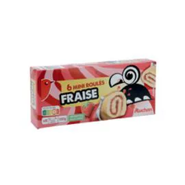 AUCHAN Mini roulés fraise, sachets individuels 150g