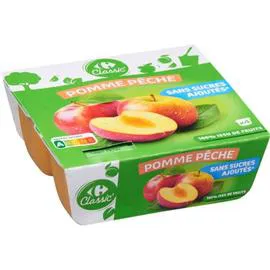 CARREFOUR CLASSIC' Compote pomme pêche sans sucres ajoutés 4x100g