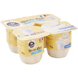 CARREFOUR ORIGINAL Dessert riz au lait nature 4x115g
