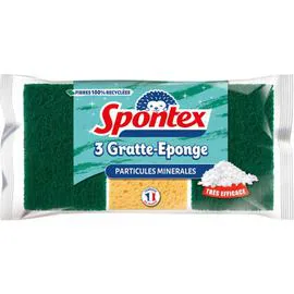 SPONTEX Gratte-éponge, super efficace, végétales x3