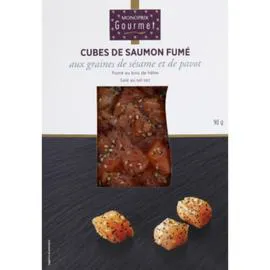 MONOPRIX GOURMET Cubes de saumon fumé aux graines de sésame et de pavot 90g