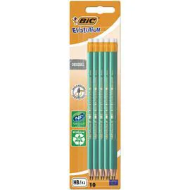 BIC Evolution 10 Crayons à papier avec Gomme intégrée Mine graphite HB Blister l'unité
