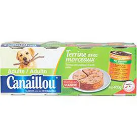 CANAILLOU Terrine avec morceaux riche en viande pour chien 4x400g