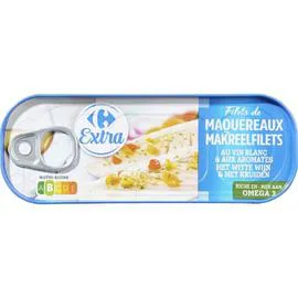 CARREFOUR Filets de maquereaux vin blanc et aromates 176g