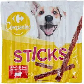 CARREFOUR COMPANINO Récompense pour chien Sticks au boeuf 5x10g
