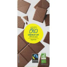MONOPRIX BIO Chocolat au lait dégustation 40% cacao, bio 100g