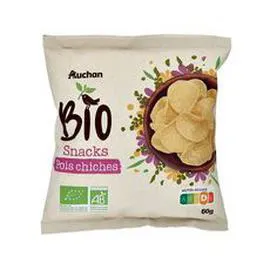 AUCHAN BIO Snacks à base de farine de pois chiches bio 60g