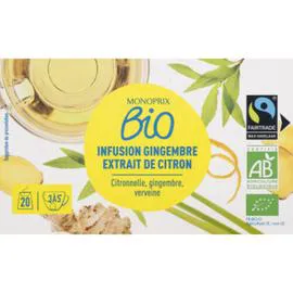 MONOPRIX BIO Monoprix Infusion verveine citronnelle & Gingembre Bio 30g