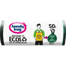 HANDY BAG Sac poubelle Résistant et Ecolo - 50L x10