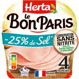HERTA Jambon sel réduit conservation sans nitrite Le Bon Paris 140g