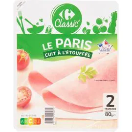 CARREFOUR CLASSIC' Jambon Le Paris cuit à l'étouffée 2x40g