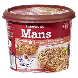 CARREFOUR Rillettes du Mans pur porc 220g
