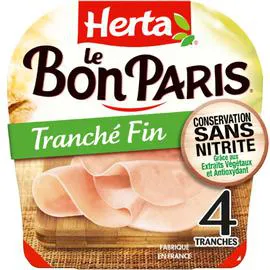 HERTA Jambon tranché fin conservation sans nitrite Le Bon Paris 120g