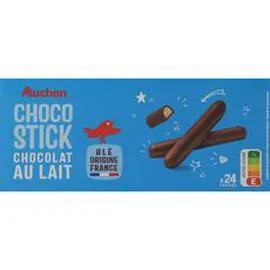 AUCHAN Bâtonnets nappés de chocolat au lait 150g