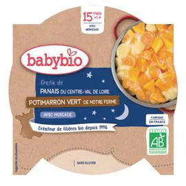 BABYBIO Assiette Bonne Nuit Gratin Panais & Potimarron Du Val de Loire À La Muscade 260g