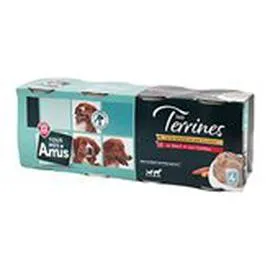 MARQUE REPÈRE, TOUS MES AMIS Boîtes chiens Terrines Viande volaille 4x405g