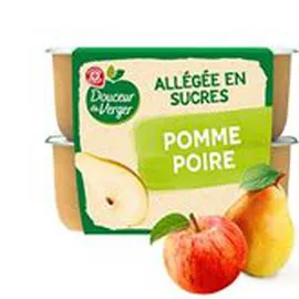 MARQUE REPÈRE, DOUCEUR DU VERGER Compote pomme poire 4x100g