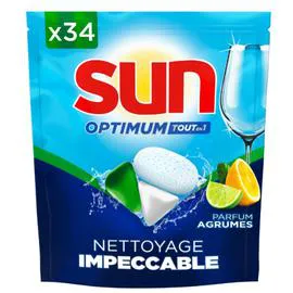 SUN Tablettes Lave-Vaisselle Parfum Citron Optimum Tout En 1 x34