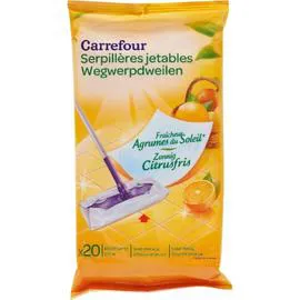 CARREFOUR Serpillières jetables fraîcheur agrumes x20