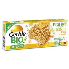 GERBLÉ BIO Biscuits Bio petit dej'céréales & miel 132g