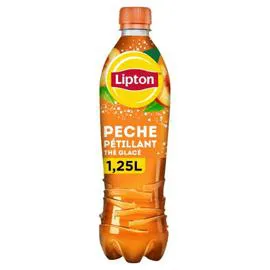 LIPTON Boisson au thé glacé pétillant saveur pêche 1,25l