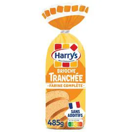 HARRYS Brioche tranchée farine complète sans additif 485g