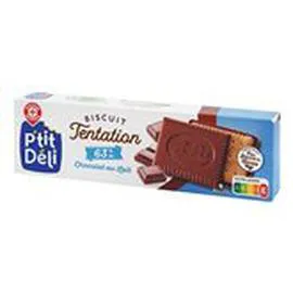 MARQUE REPÈRE, P'TIT DÉLI Biscuit petit beurre 63% chocolat au lait 125g