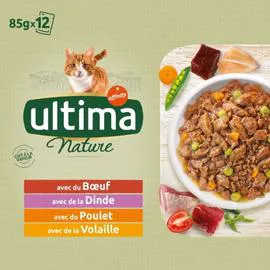 ULTIMA Bouchées 4 variétés, boeuf, poulet, dinde & volaille, pour chat 1,02kg