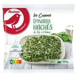 AUCHAN Epinards hachés à la crème 600g