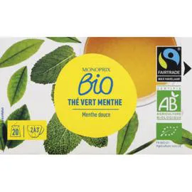 MONOPRIX BIO Thé vert menthe, bio 36g