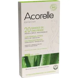 ACORELLE Bandes de cire froide pour corps, prêtes à l'emploi, hypoallergéniques, aloe vera & cire d'abeille bio. l'unité