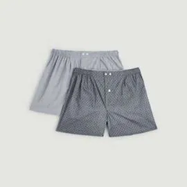 MONOPRIX HOMME Lot de 2 Caleçons Geo Rayures Marine Taille S l'unité