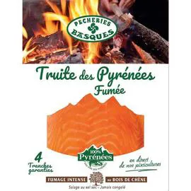 PÊCHERIES BASQUES Truite des Pyrénées fumée 4 tranches 120g