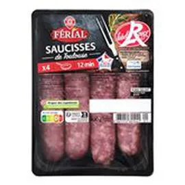MARQUE REPÈRE, FÉRIAL Saucisses de Toulouse x4 400g