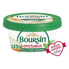 BOURSIN Fromage frais à tartiner Ail et fines herbes Onctueux 125g