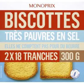 MONOPRIX Biscottes très pauvres en sel 300g