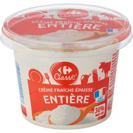 CARREFOUR Crème Fraiche Entière Epaisse 30% Mat.Gr. 196g