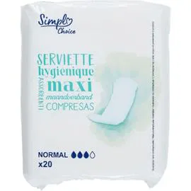 CARREFOUR SIMPL Serviettes hygiéniques Maxi normal x20
