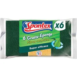 SPONTEX Eponge à récurer fibres recyclées x6