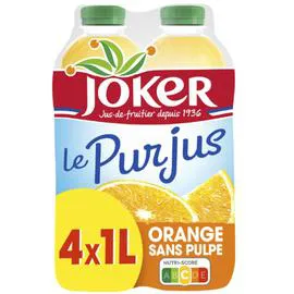 JOKER Jus d'orange sans pulpe sans sucres ajoutés 4l