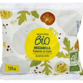 MONOPRIX BIO Mozzarella bio au lait de vache 125g