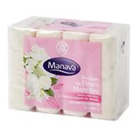 MARQUE REPÈRE, MANAVA Savon douceur Bouquet fleurs blanches 4x100g