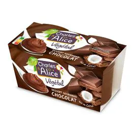 CHARLES & ALICE Dessert végétal coco chocolat 2x110g