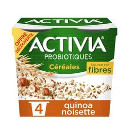 DANONE, ACTIVIA Yaourt céréales quinoa noisette bifidus 4x120g