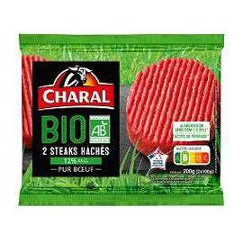 CHARAL Steak haché 12% MG Bio Viande Bovine 2x100g