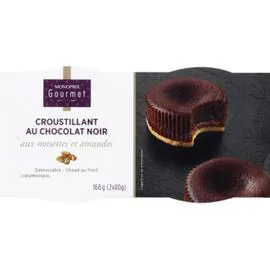 MONOPRIX GOURMET Croustillant au chocolat noir, noisettes et amandes 160g