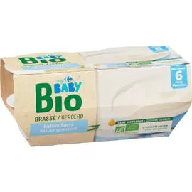 CARREFOUR BABY BIO Desserts bébé dès 6 mois nature sucré 4x100g